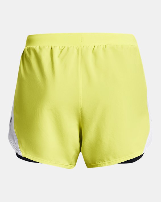 Women's UA Fly-By 2.0 2-in-1 Shorts, Yellow, pdpMainDesktop image number 7